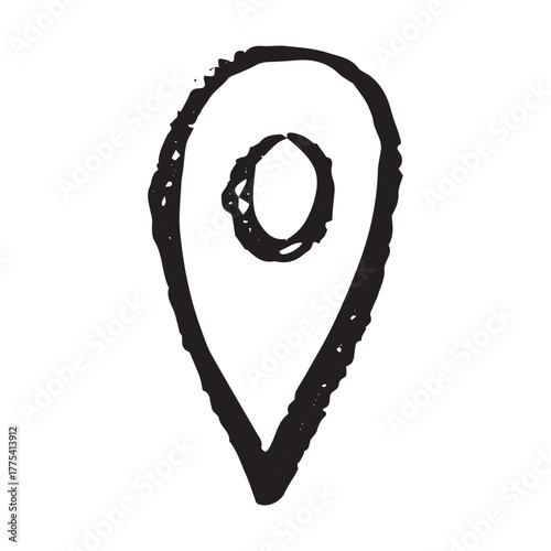 Hand drawn map pin Map marker pointer sign GPS and mapping tools Location pin symbol Pinpoint clipart in doodle style Single element for web, design
