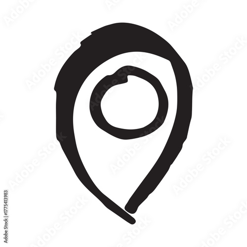 Hand drawn map pin Map marker pointer sign GPS and mapping tools Location pin symbol Pinpoint clipart in doodle style Single element for web, design