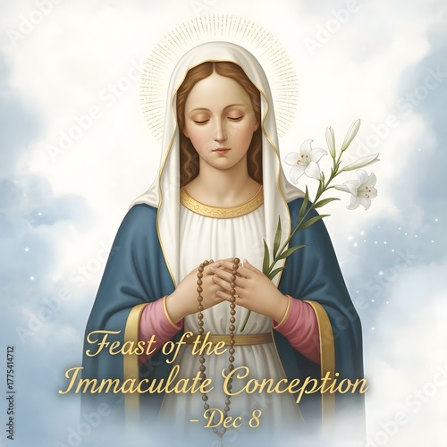 Feast of the Immaculate Conception – Marian Symbolism Illustration