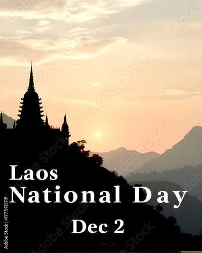Laos National Day – Scenic Silhouette Illustration