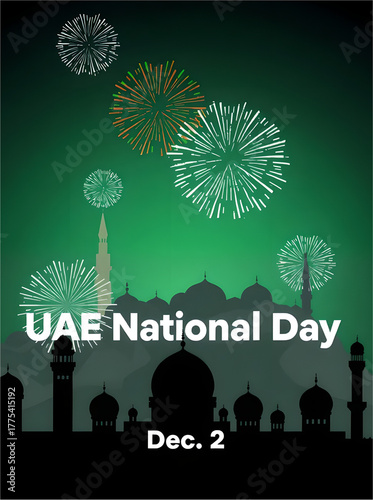 UAE National Day – Dec 2 Festive City Silhouette Illustration