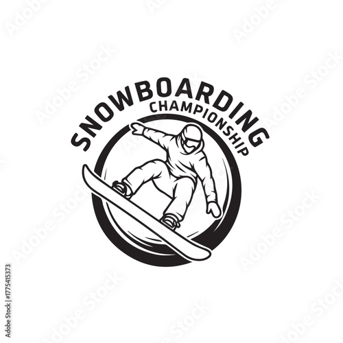 Snowboarding Adventure Logo design with white background