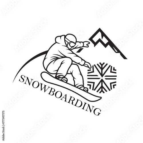 Snowboarding Adventure Logo design with white background