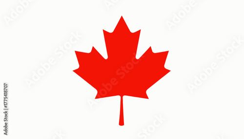 Vibrant Red Maple Leaf on a Minimalistic White Background Symbolizing Canada and Its Cultural and Natural Identity
