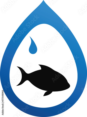 Water drop fish logo silhouette