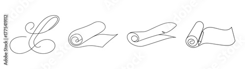 Hand drawn scissors detail views four isolated object sketch design elements