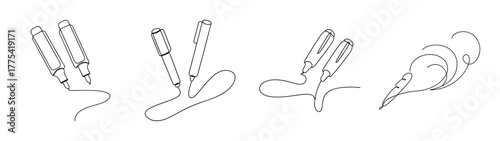 Four different dry erase markers shown in a row artistically