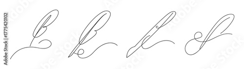 Four detailed line drawings of antique letter openers with ornate handles