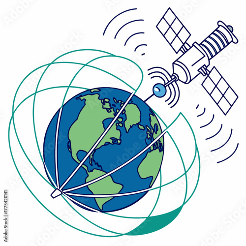 Satellite roaming around earth 