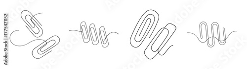 Collection of stylized paper clips arranged in abstract clusters