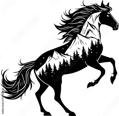 Silhouette of Horse in Motion – Power and Grace Vector