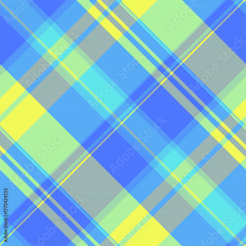 Down texture background seamless, bed check textile fabric. Geometrical plaid pattern tartan vector in cyan and blue colors.