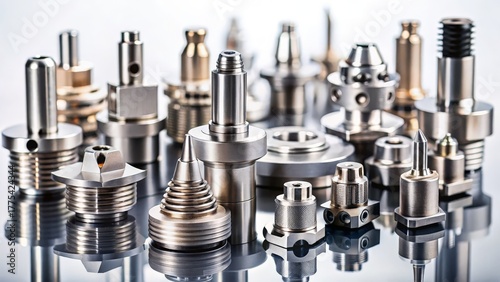 A collection of small CNC machining tools isolated on white