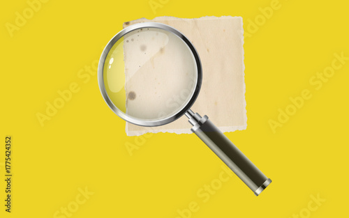 Isolated magnifying glass search tool with clear lens for zoom and magnification on white background