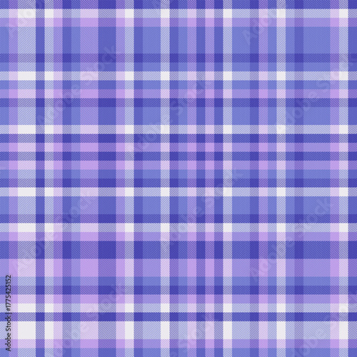 Iconic textile seamless vector, tough fabric texture pattern. Italian tartan plaid check background in blue and indigo colors.