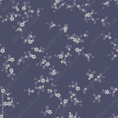 seamless pattern of flowers, branches and leaves