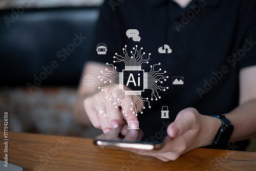 Artificial intelligence technology ai digital innovation image generation chatbot business dashboard data analysis marketing innovation network assistance automation system software machine learning
