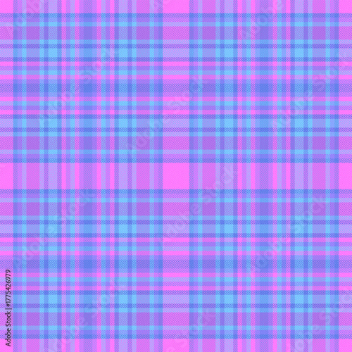 Folk textile vector seamless, yuletide plaid background check. Warm texture fabric pattern tartan in purple and blue colors.