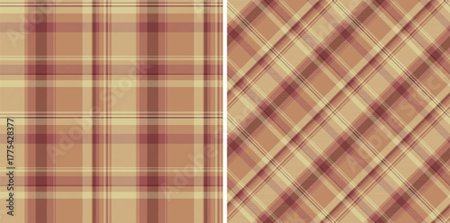 Textile vector tartan of plaid seamless check with a background pattern fabric texture. Set in skin colors. Everyday menswear fashion trends.