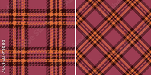 Plaid texture pattern of fabric tartan vector with a check background seamless textile. Set in coffee colors. Trendy fashion essentials.