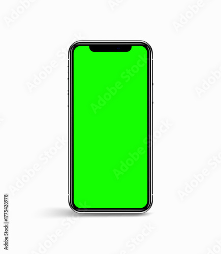 Realistic smartphone mockup with green chroma key background