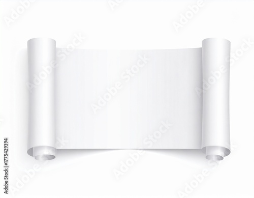 Elegant blank paper scroll banner with curled edges, providing a pristine canvas for your messages, announcements, or creative designs