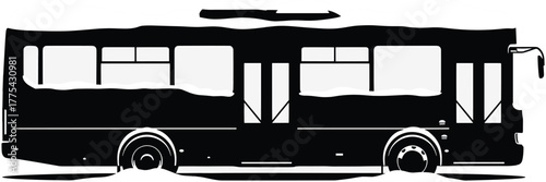 Silhouette of a bus covered in snow winter transportation, bus, silhouette, snow, winter, transportation, vehicle, public transport, travel, journey, cold, weather, frozen, covered, accumulation, drif