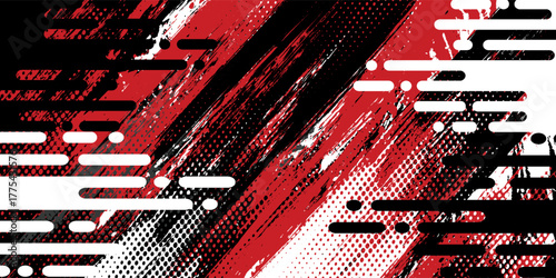 Gaming esport background striking stripes electric banner vector illustration design red black grunge brush wing comic pattern modern abstract concept livery stripes decal paint splash splatter.eps 10