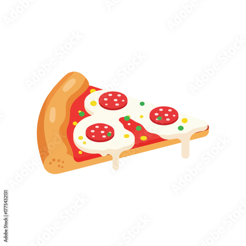 A delicious slice of pizza food with melted cheese and pepperoni, perfect for a quick meal or party, showcasing a tempting and appetizing treat for all