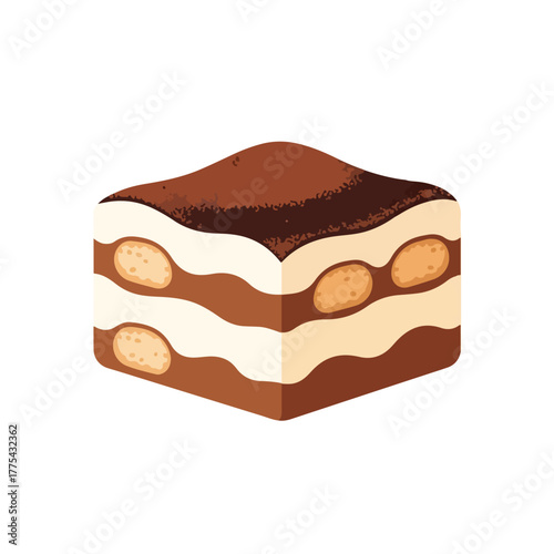 A delicious Italian tiramisu dessert, a classic layered food item made with coffee-soaked ladyfingers and mascarpone cheese, perfect for any sweet craving and celebration