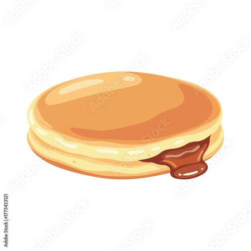 Delicious pancake with melting chocolate filling, a delightful sweet food illustration perfect for cafes, bakeries, and recipe blogs, offering a visually appealing treat