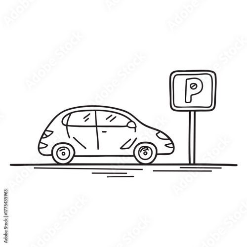 A car comes to a halt in the parking area