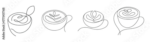 Four stages of preparing a delicious chai latte beverage