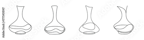 Four elegant red wine decanters showcasing their unique designs