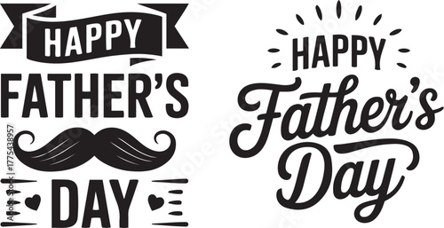 Happy father's day typography with mustache