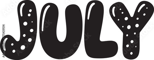 July text with polka dots