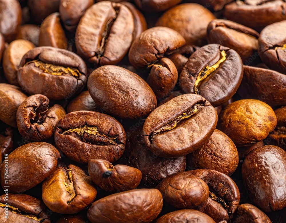 Naklejka premium Roasted Coffee Beans Close Up