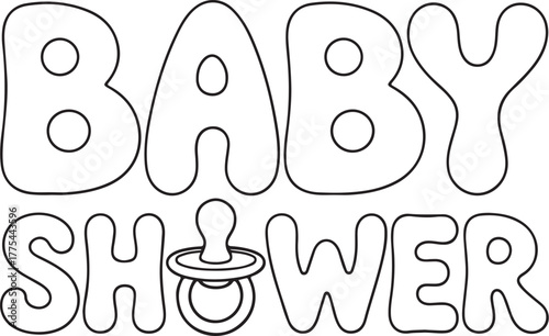 Baby shower text with pacifier