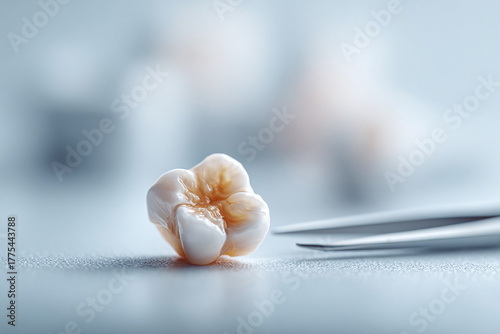 Macro shot of a meticulously crafted tooth crown, symbolizing dental precision, health, and the art of restorative dentistry. Perfect for medical content or wellness visuals.
