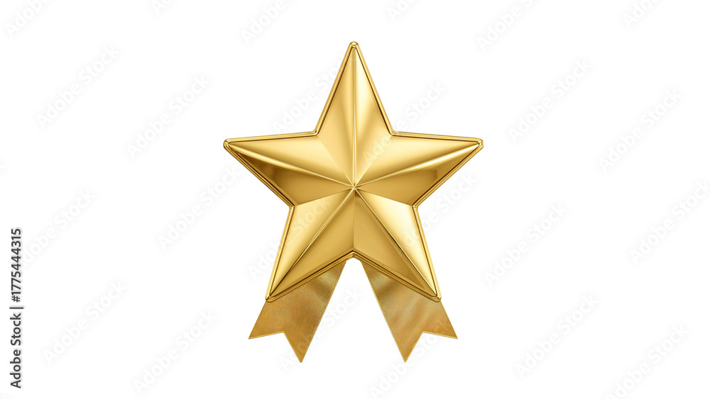 Fototapeta premium gold star isolated on transparent background Generative Ai.