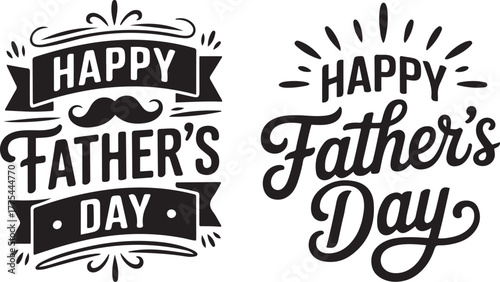 Happy father's day text illustrations