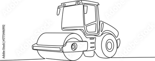 Road roller construction machinery vehicle equipment transport engineering line art