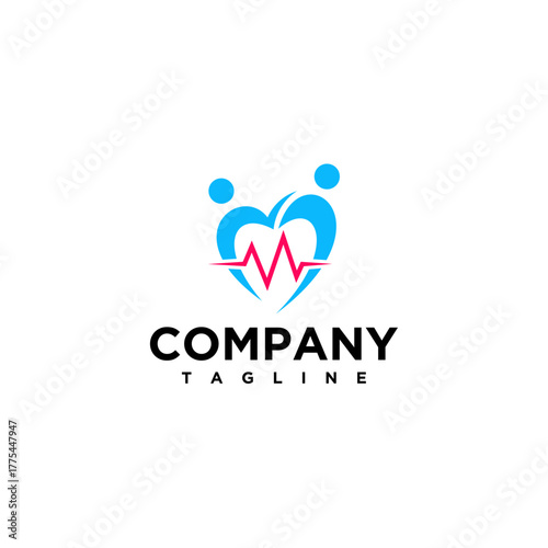 Healthcare Icon, Medical Pharmacy Logo Design. Heart and Hand