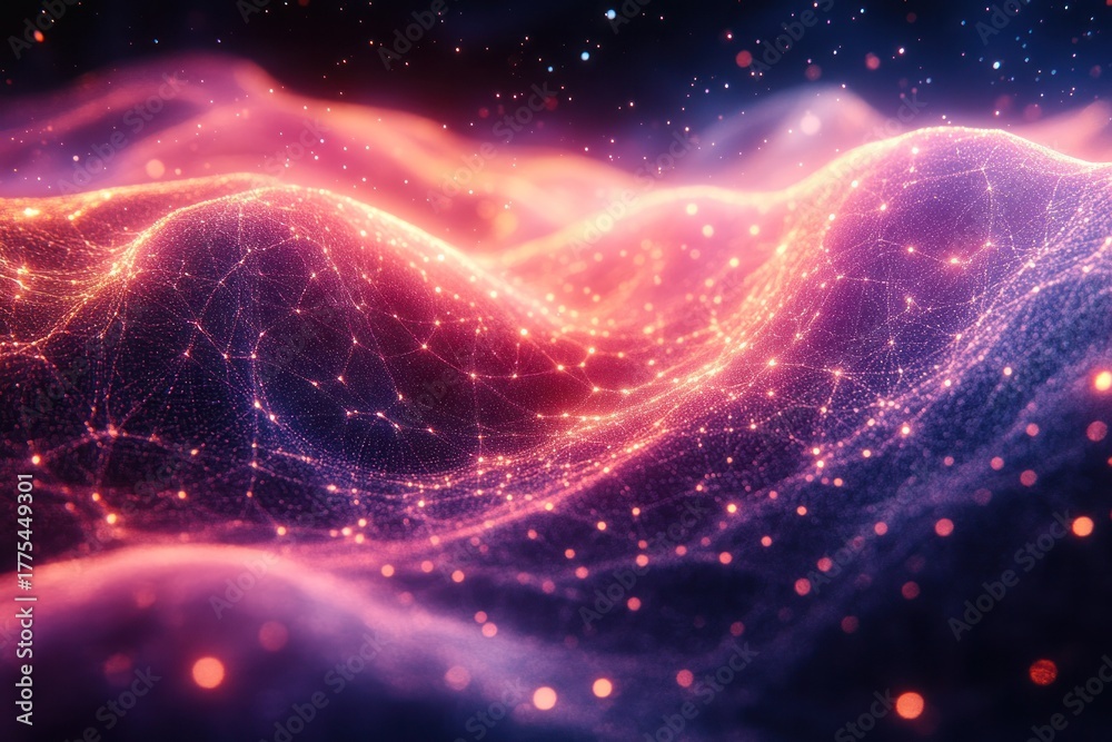 Obraz premium Cosmic Tapestry: A mesmerizing display of cosmic artistry, where celestial energies intertwine in a symphony of light and color, creating a breathtaking vision of the universe.