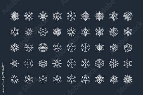 set of  snowflake icons, winter, snow