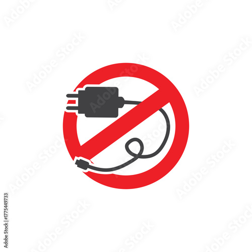 vector design of red sign prohibited charger.