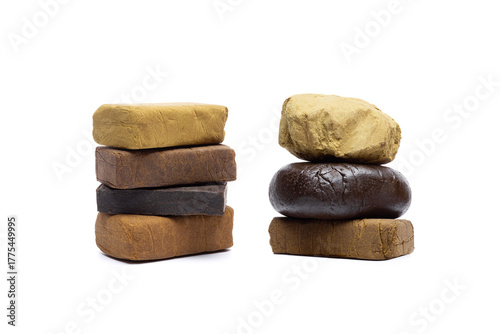Blocks of hashish isolated on white background