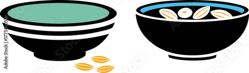 Vector illustration of bowls with seeds