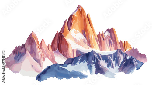 Mount Fitz Roy. Mount Fitz Roy hand drawn watercolor illustration