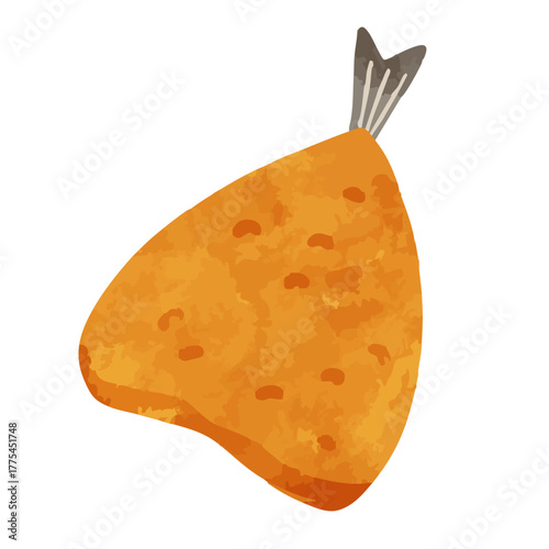 アジフライ　水彩風手描きベクターイラスト